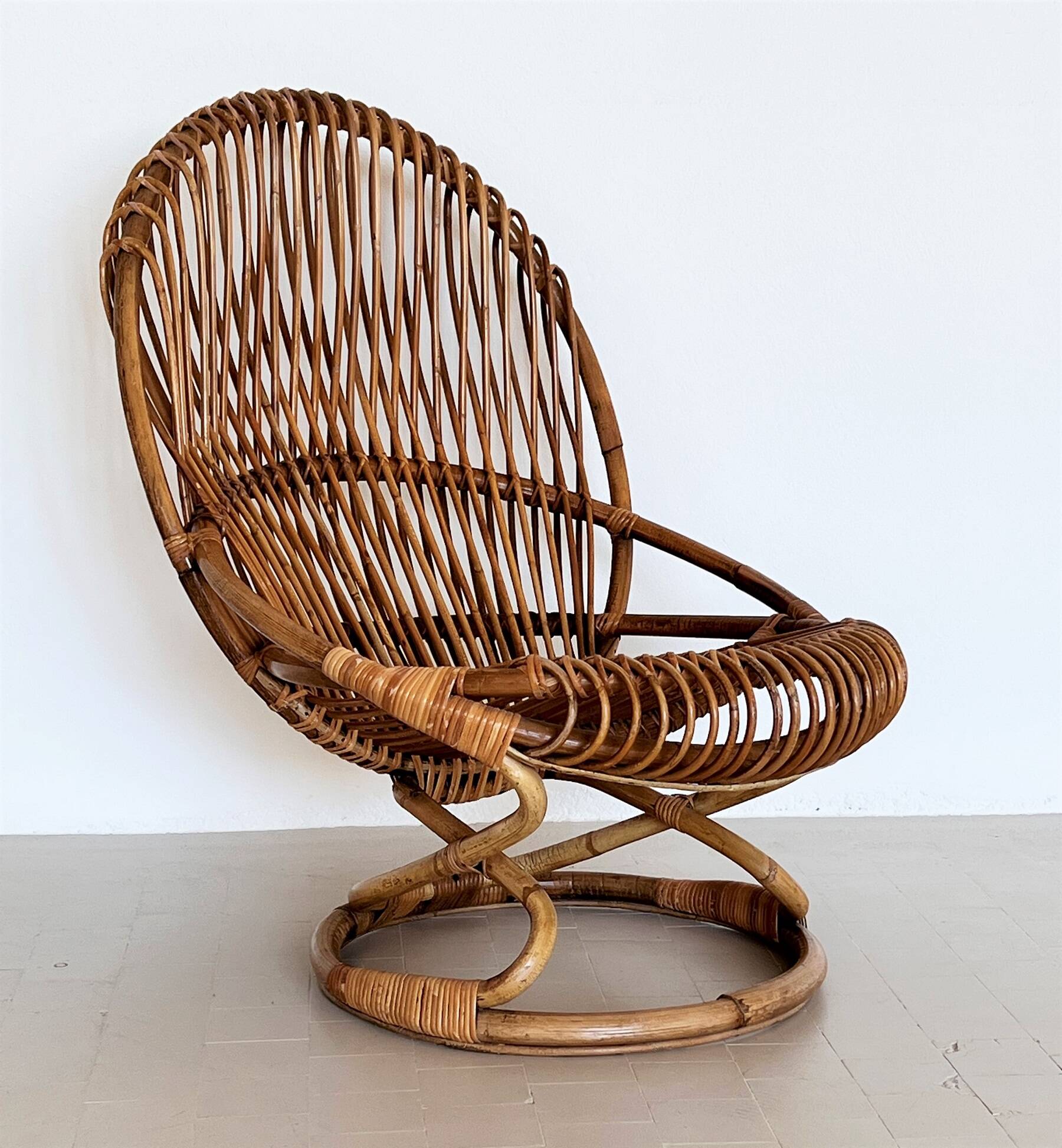 Giovanni Travasa for Bonacina Bamboo Lounge Chair, 1950s