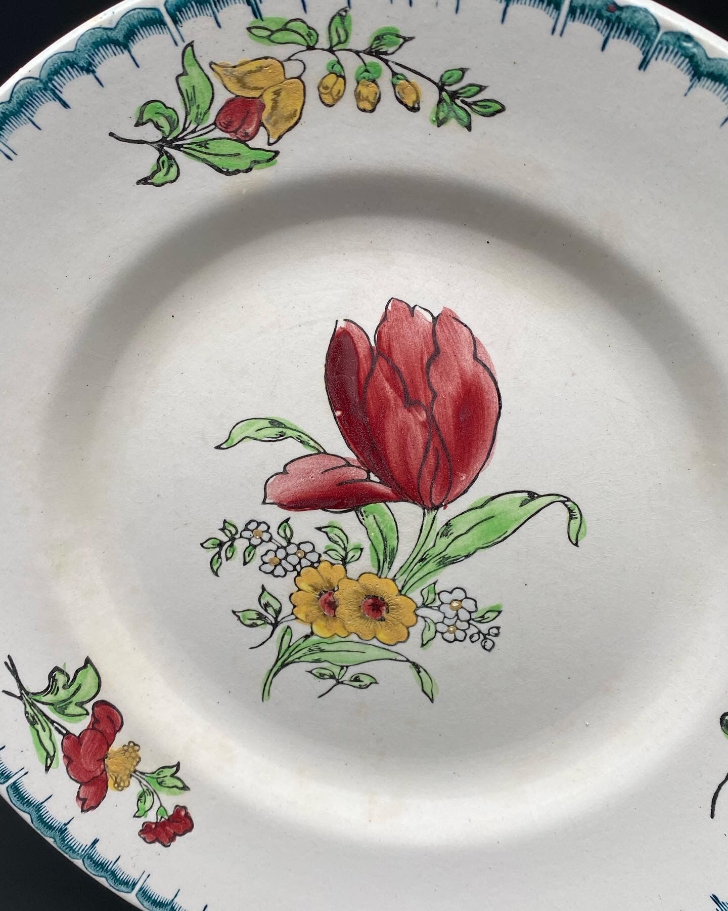 Flat plates Terre de Fer Floral pattern St Amand - MN3F6