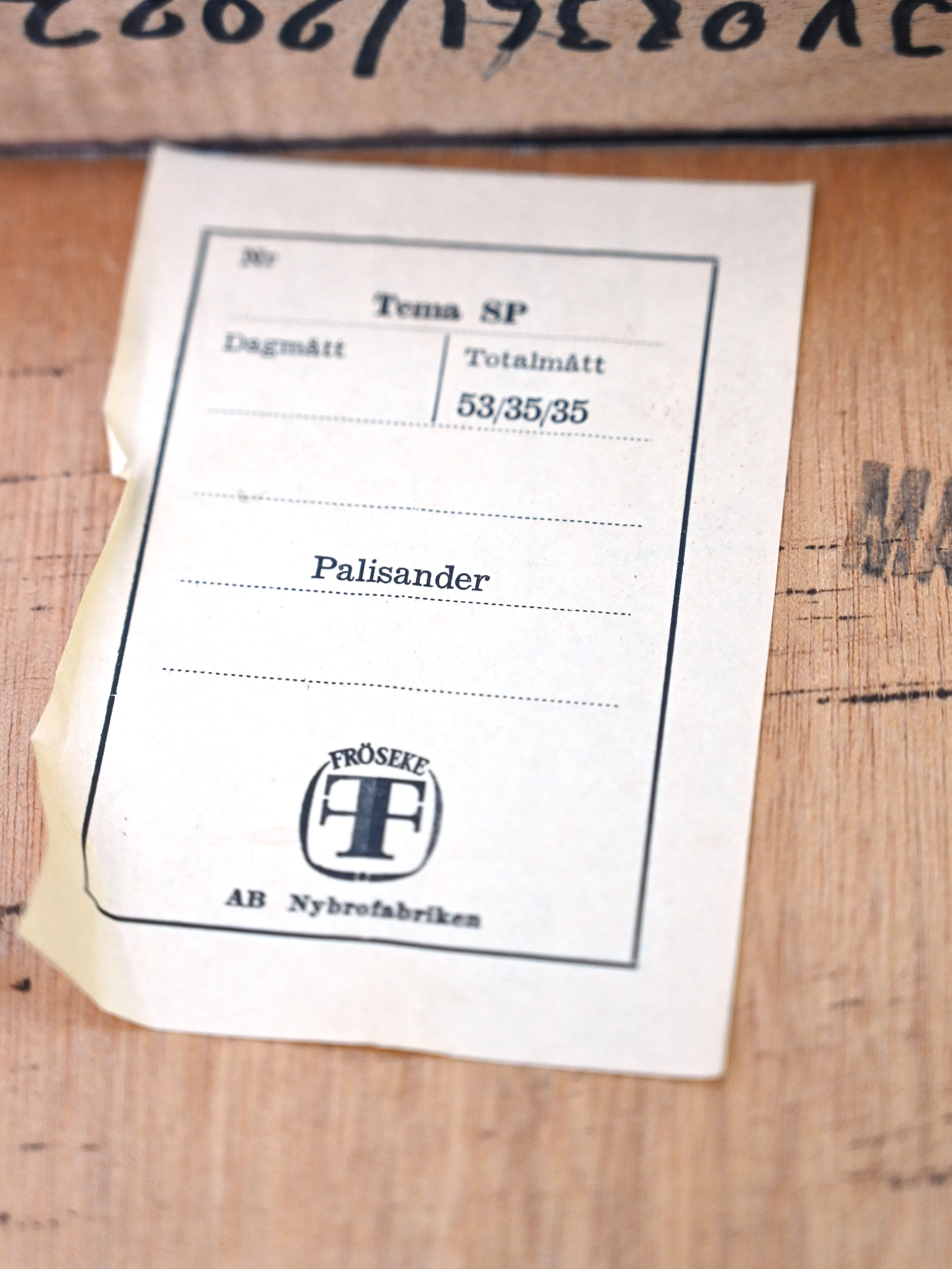 Vintage rosewood pouf with faux leather seat