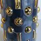 Amber blown glass and midnight blue metal hanging lamp 1960