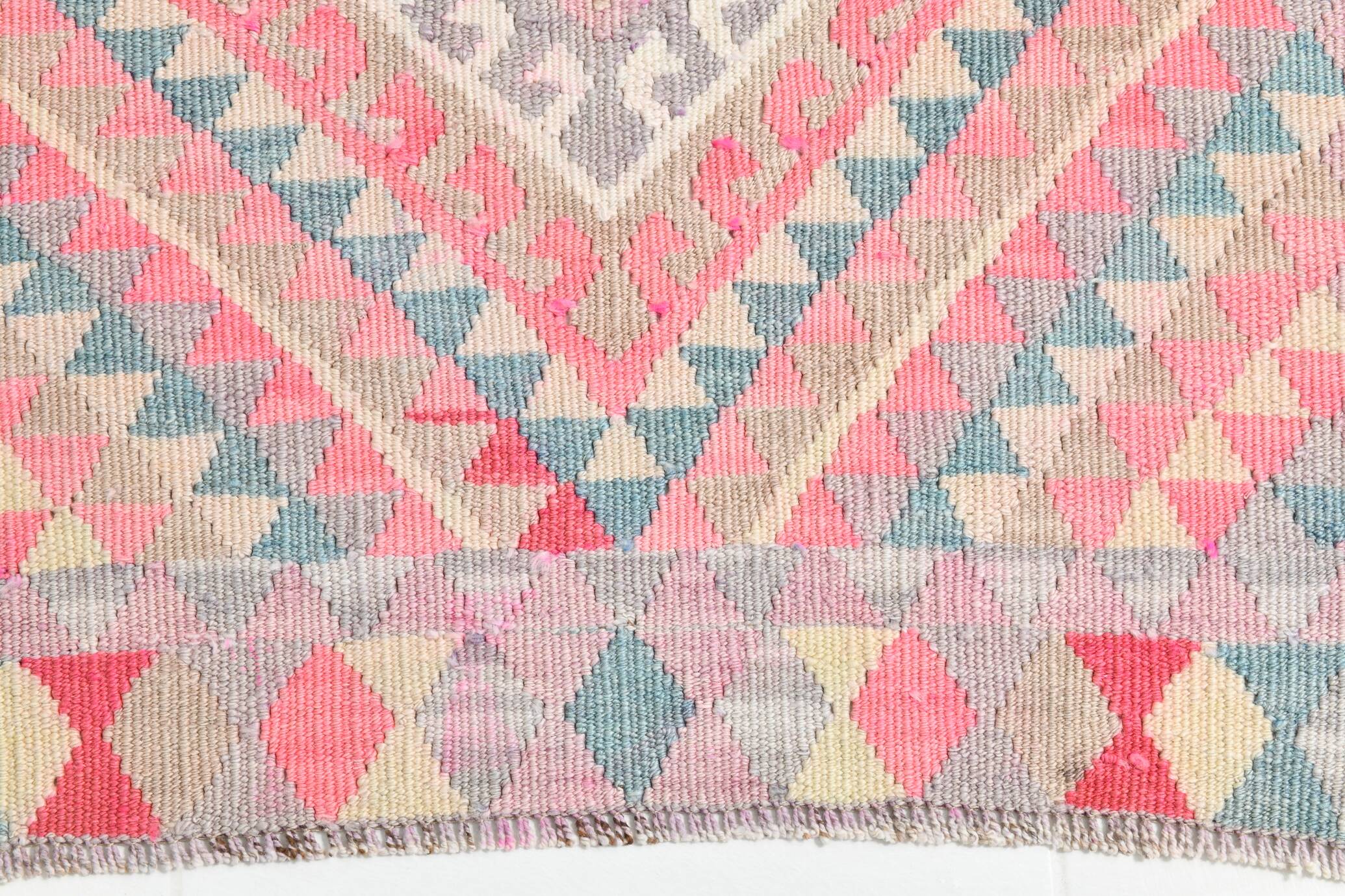 3x13 Soft Pink Turkish Vintage Runner Rug, 94x404Cm