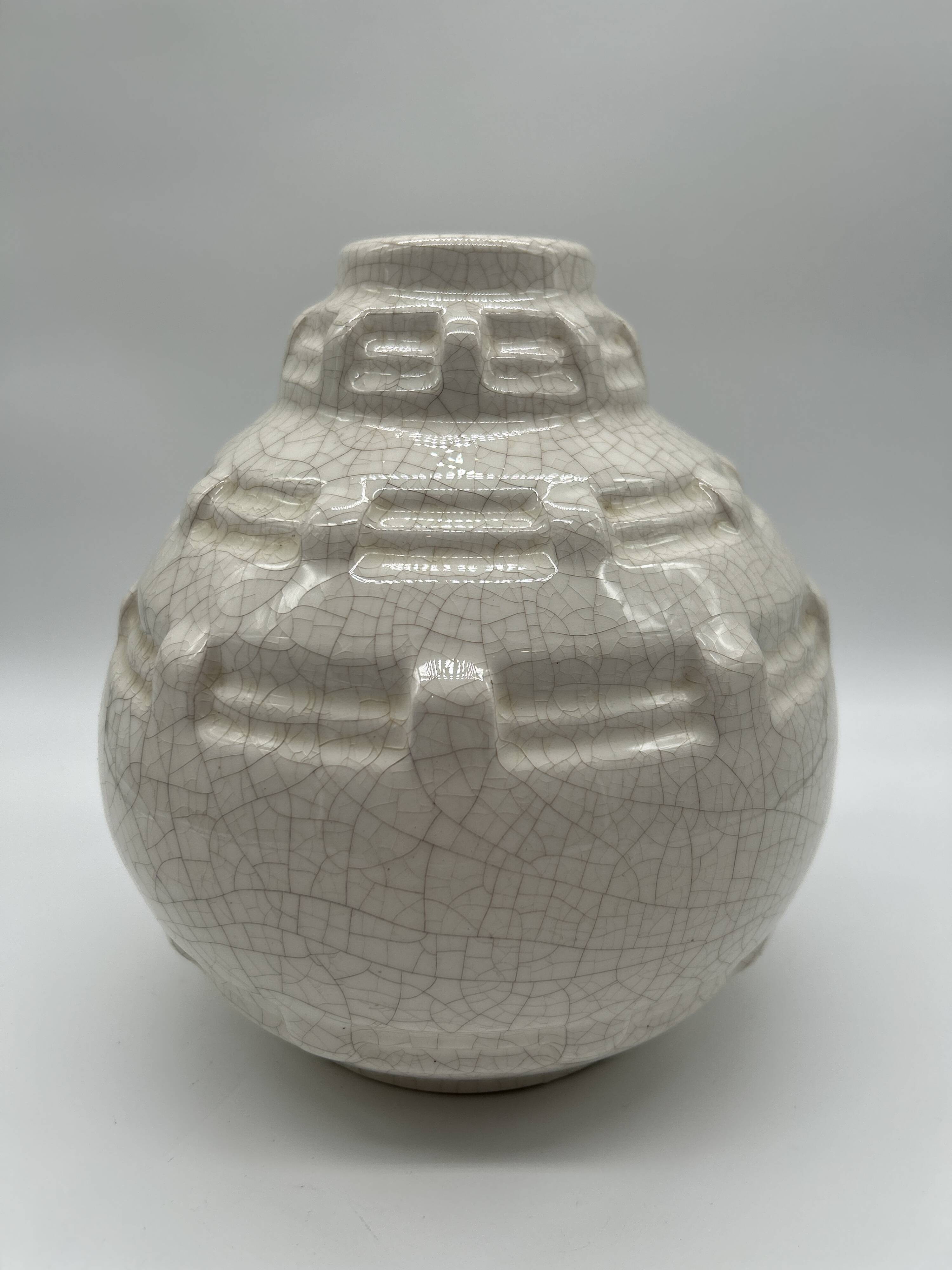 Art Deco round vase attributed to Louis Gueule.