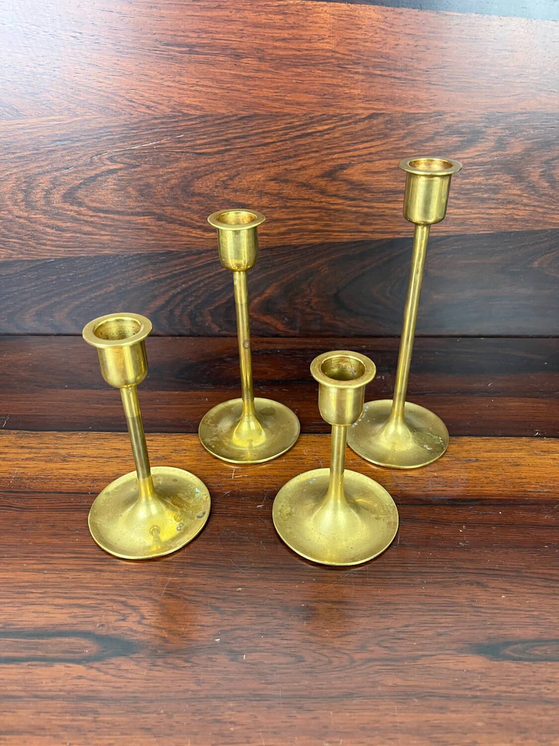 4 Scandinavian brass candlesticks from the 1960s