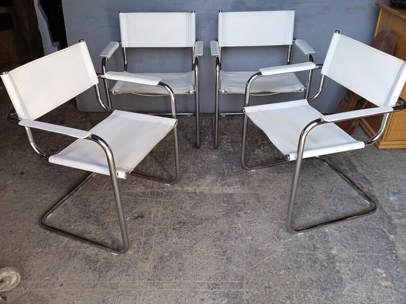 4 armchairs leather bauhaus design