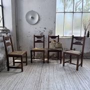 Set 4 chaises rustiques chêne De puydt, Belgique 1970