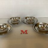 Four Belgium M stainless steel egg cups