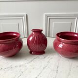 Mantelpiece (cache-pots, vase) plum color 1930s