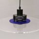 Danish space-age hanging lamp in transparent and blue plexi with black metal 1980s