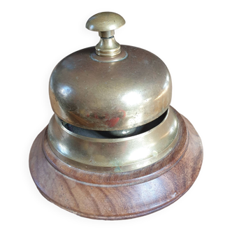 Vintage reception bell in wood and brass
