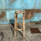 High rattan wicker bar stool from the 60s