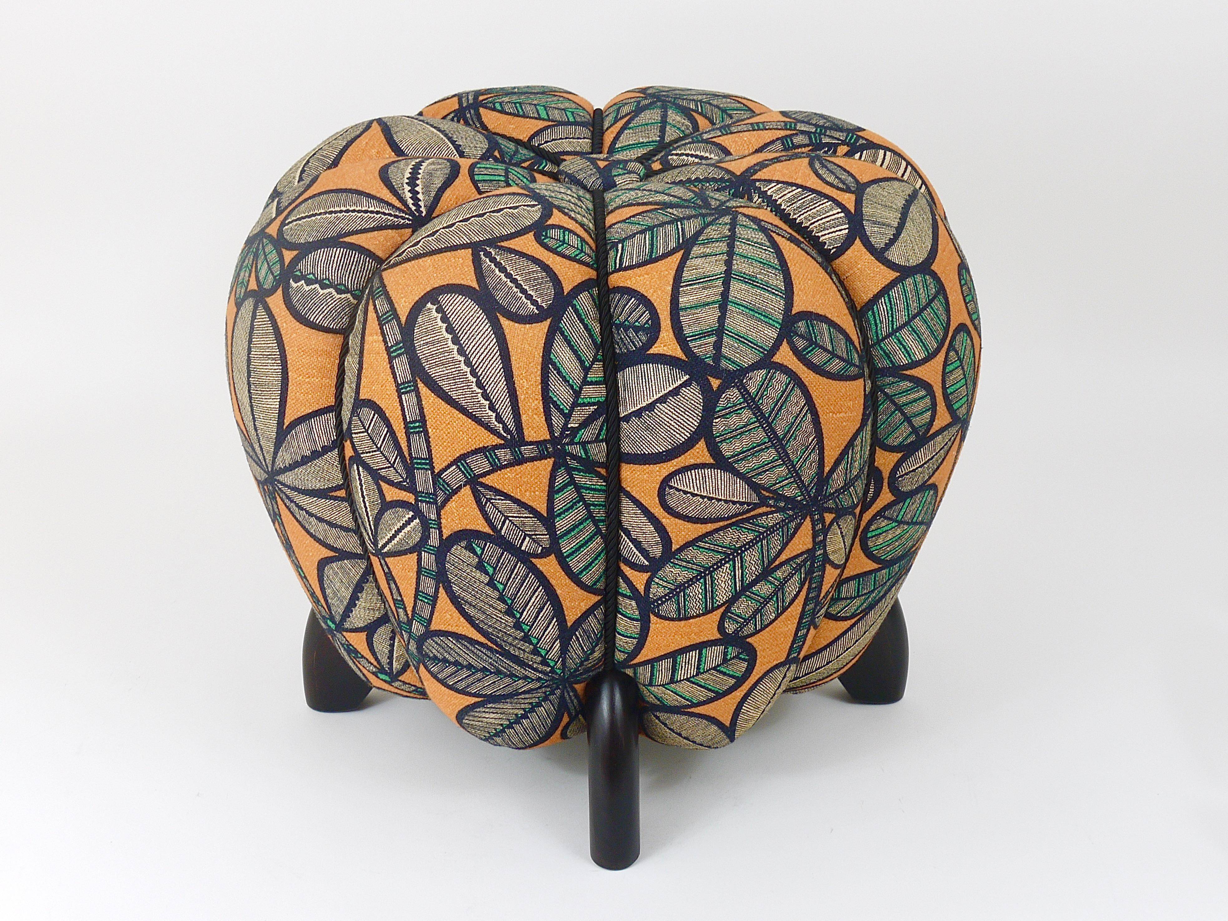 up to 3 Art Deco stools by Jindrich Halabala, leaf pattern, pouf, ottoman, 1930s