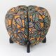 up to 3 Art Deco stools by Jindrich Halabala, leaf pattern, pouf, ottoman, 1930s