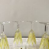 Set of 4 glasses - VMC Reims Arlequin champagne flutes - yellow decor