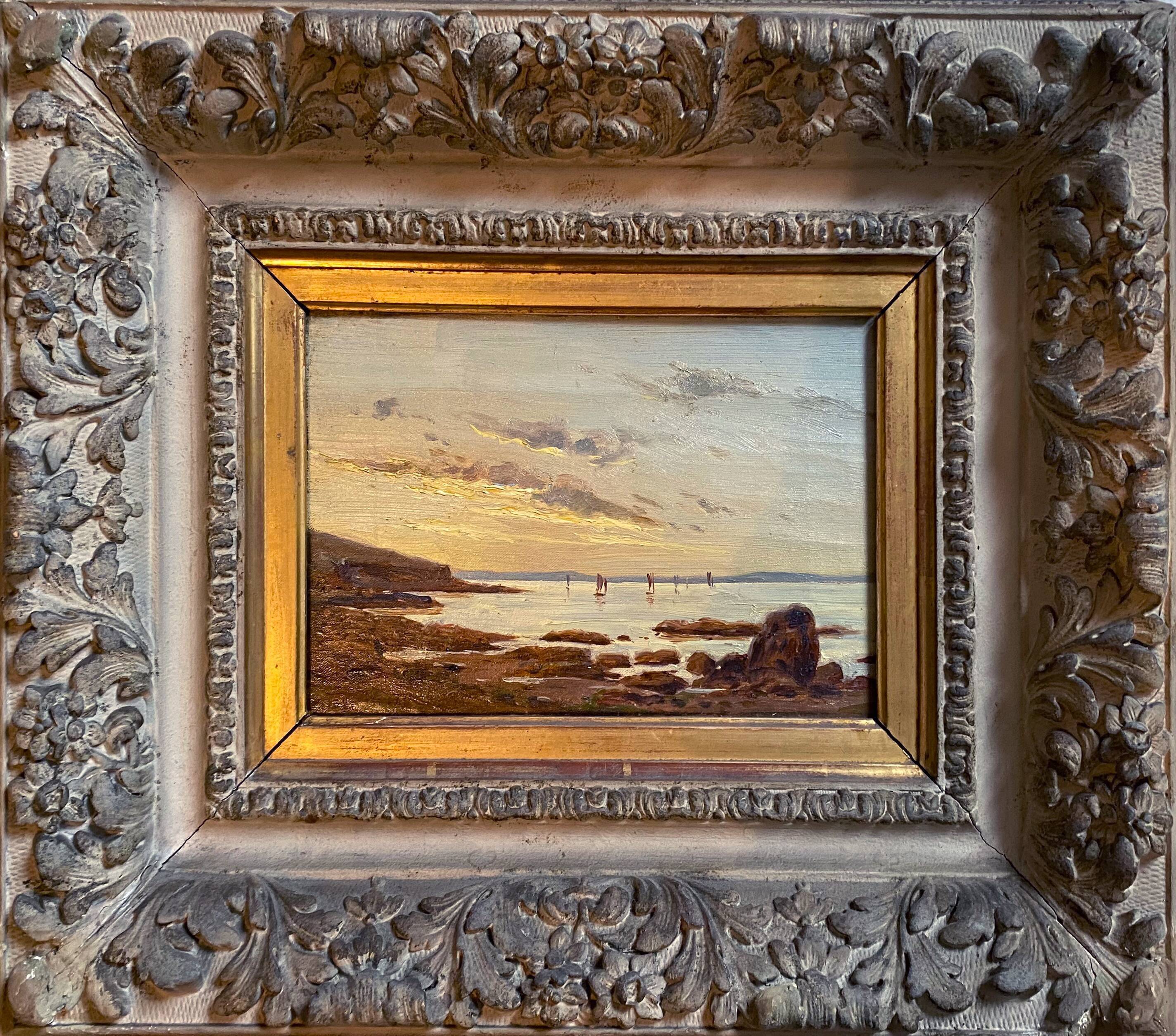 Painting "Bay in Brittany, Trezguen" Felix Choisnard 1846 / 1924 Impressionist