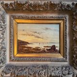 Painting "Bay in Brittany, Trezguen" Felix Choisnard 1846 / 1924 Impressionist