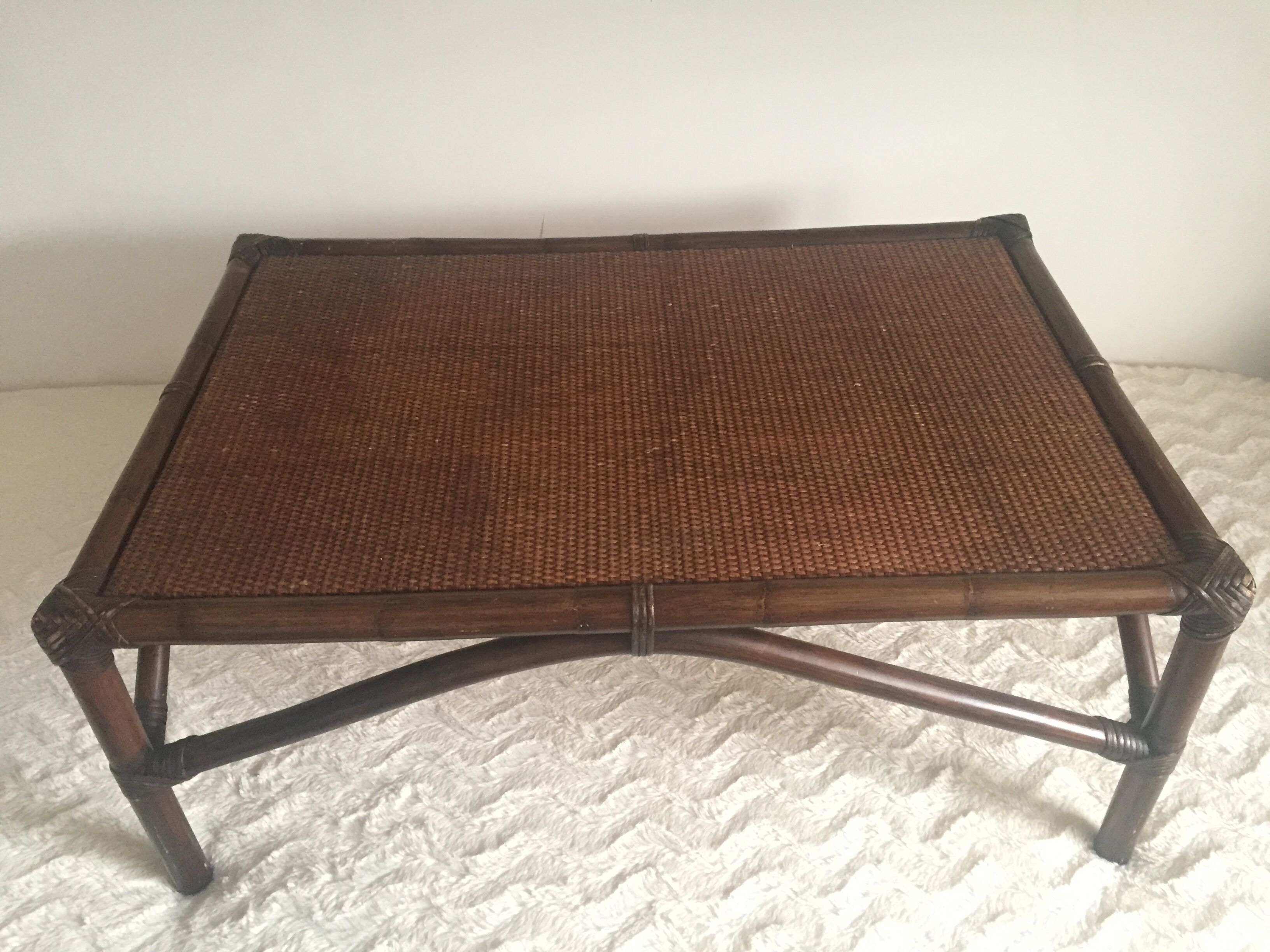 Braided rattan coffee table