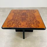 Side table end of sofa 70s in elm magnifying glass