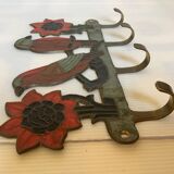 Brass bird and flower coat rack