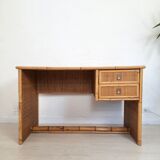 Pair of wicker and bamboo desks, Dal Vera, vintage