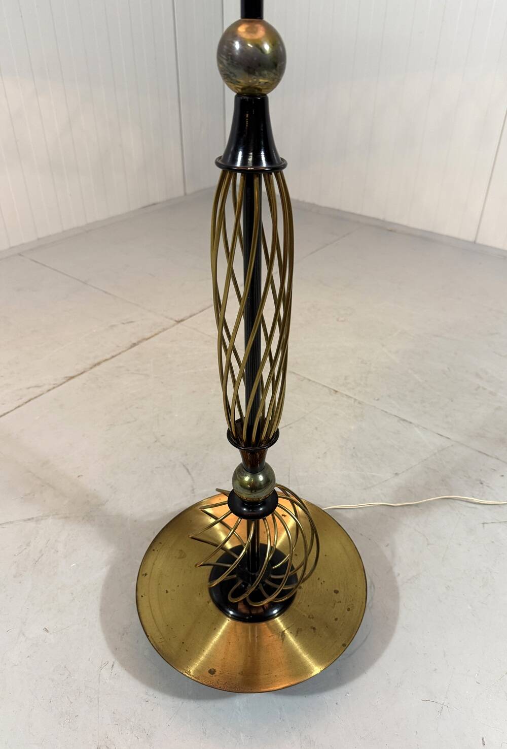 Austrian brass floor lamp pleated lampshade 1940-50’s