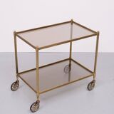 Hollywood Regency Brass Serving Trolley 1970s