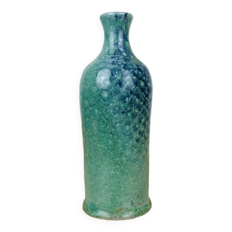 Vase bouteille céramique bleue