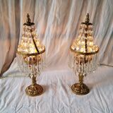 Pair of crystal lamps