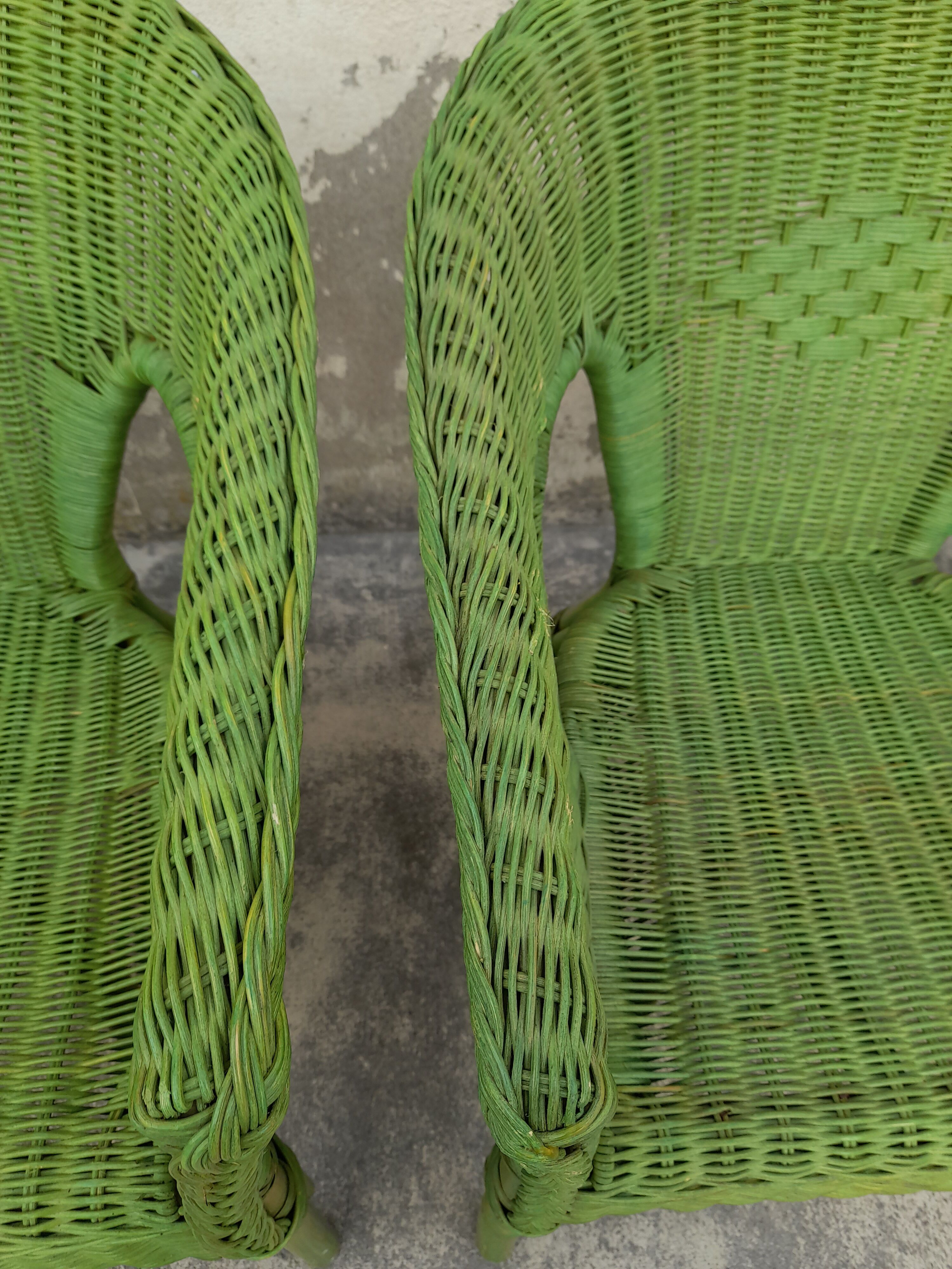 Ensemble de 4 fauteuils en rotin