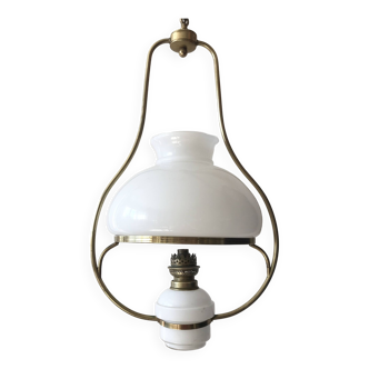 Napoleon III chandelier in opaline and gilded brass