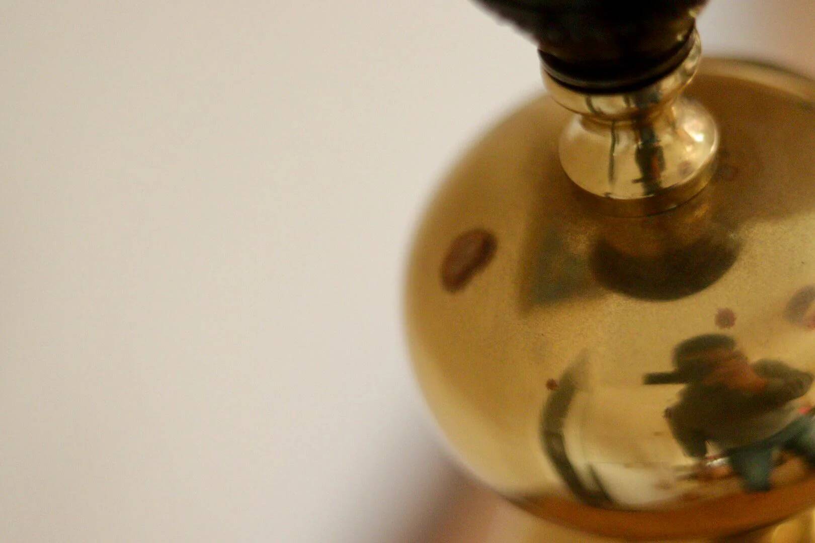 Pair of tall mid-century Swedish brass bobbin lamps by Aneta