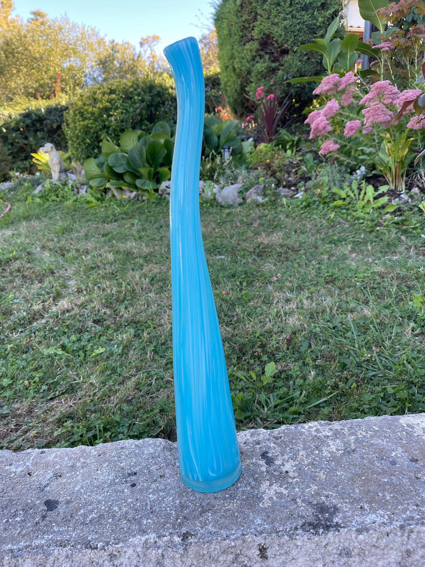 Large Murano vase in turquoise glass – 53 cm – Vintage