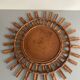 Miroir soleil bambou et rotin 1950