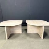 Pair of vintage travertine coffee tables or side tables, 1970s