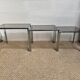 Set of 3 vintage nesting tables – Chrome metal & smoked glass