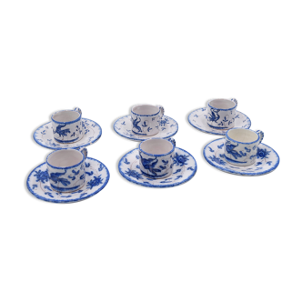 6 cups and under cups in Martres Tolosane earthenware decorated in blue