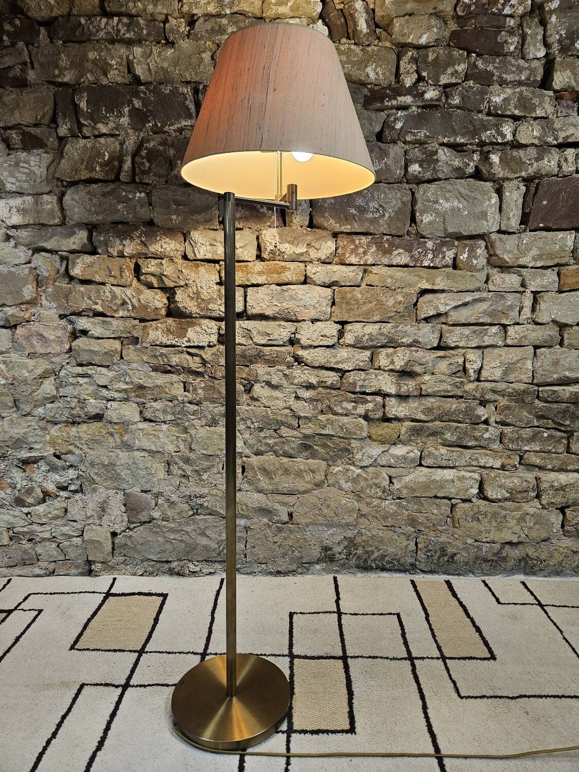 Brass Floor Lamp with Swivel Arm, Germany