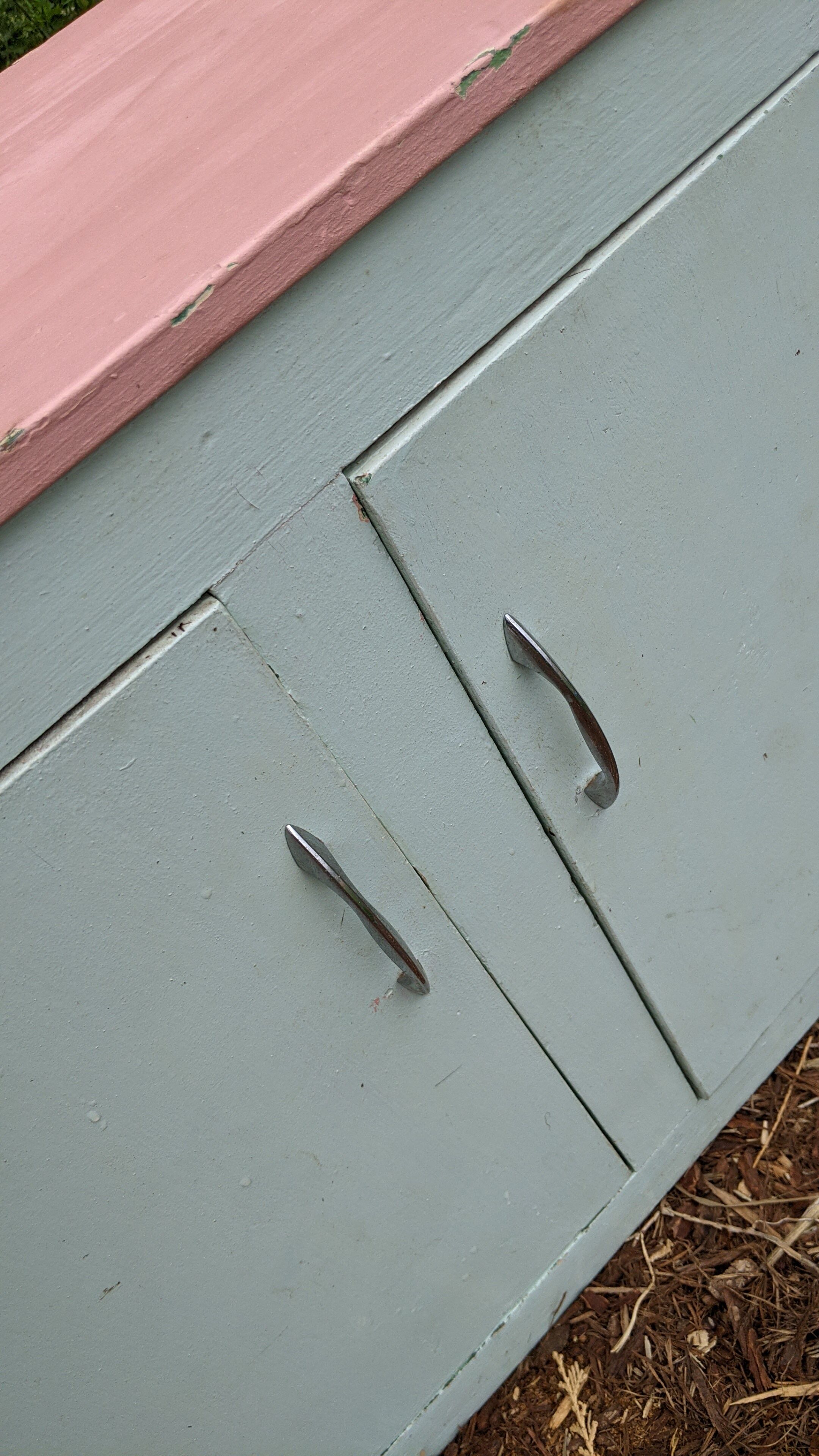 Old mint green extra cabinet for kitchen