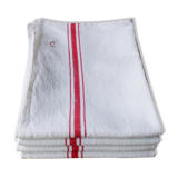 Set of 4 old embroidered tea towels in linen, monogrammed c