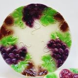 3 old plates in slip decoration strawberries and grapes