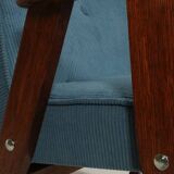 Fauteuil vintage en velours côtelé Revêtement bleu océan