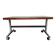 Wooden side table with chrome frame on wheels