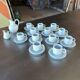 12 bistro coffee cups and 2 pots