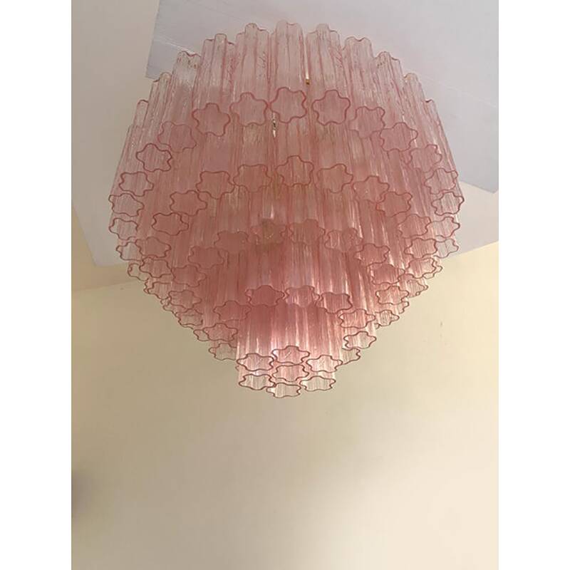 Lustre en verre de Murano rose « Tronchi »