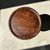 Tripod stool in upcycled teak high hollow - Small tripod stool in solid brown wood seat circ