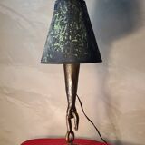1970s forged steel brutalist style lamp