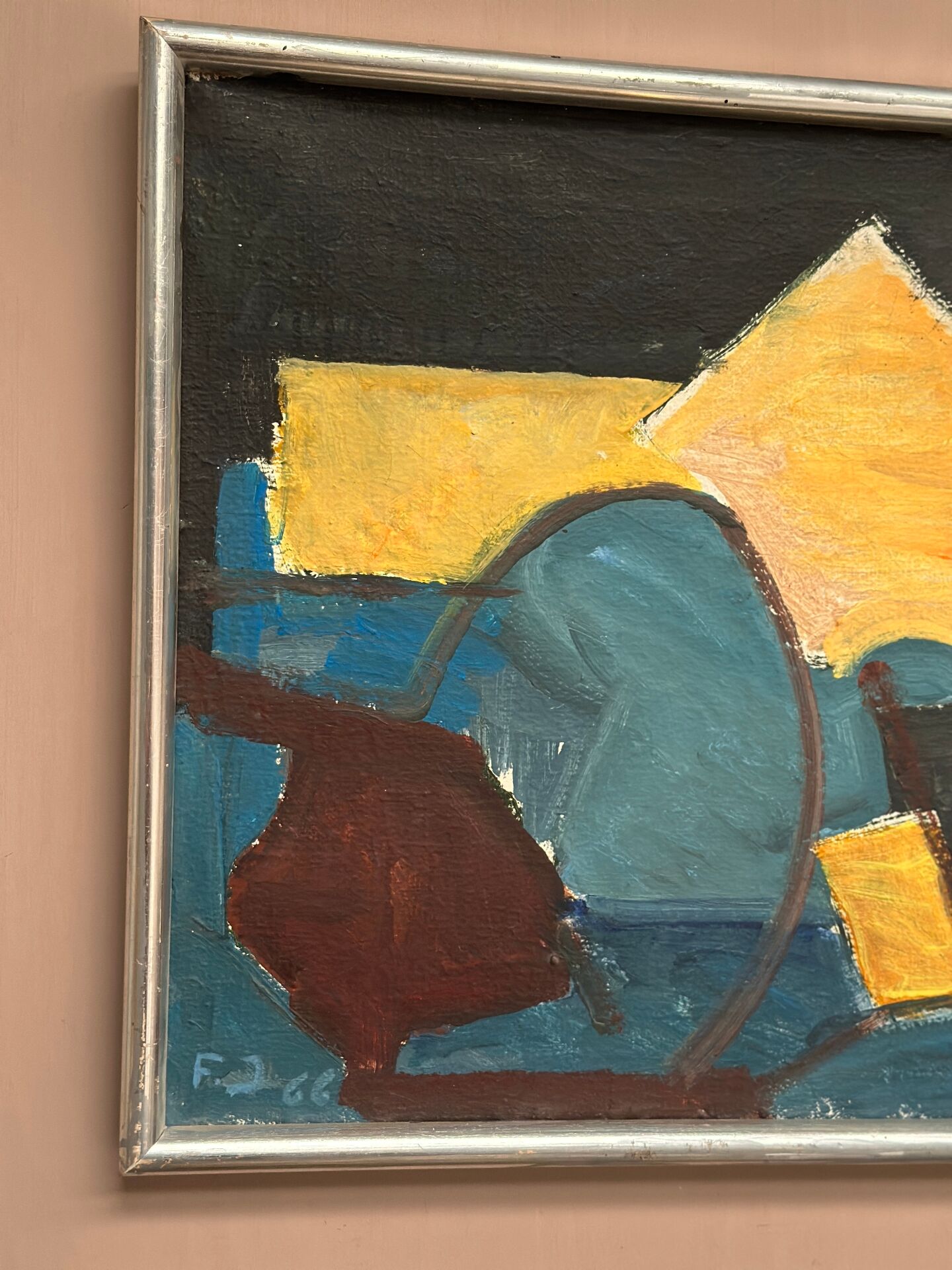 Swedish Oil on Canvas – “Abstract Composition” – Dated 1966 – Vintage