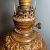 Nineteenth electrified brass kerosene lamp