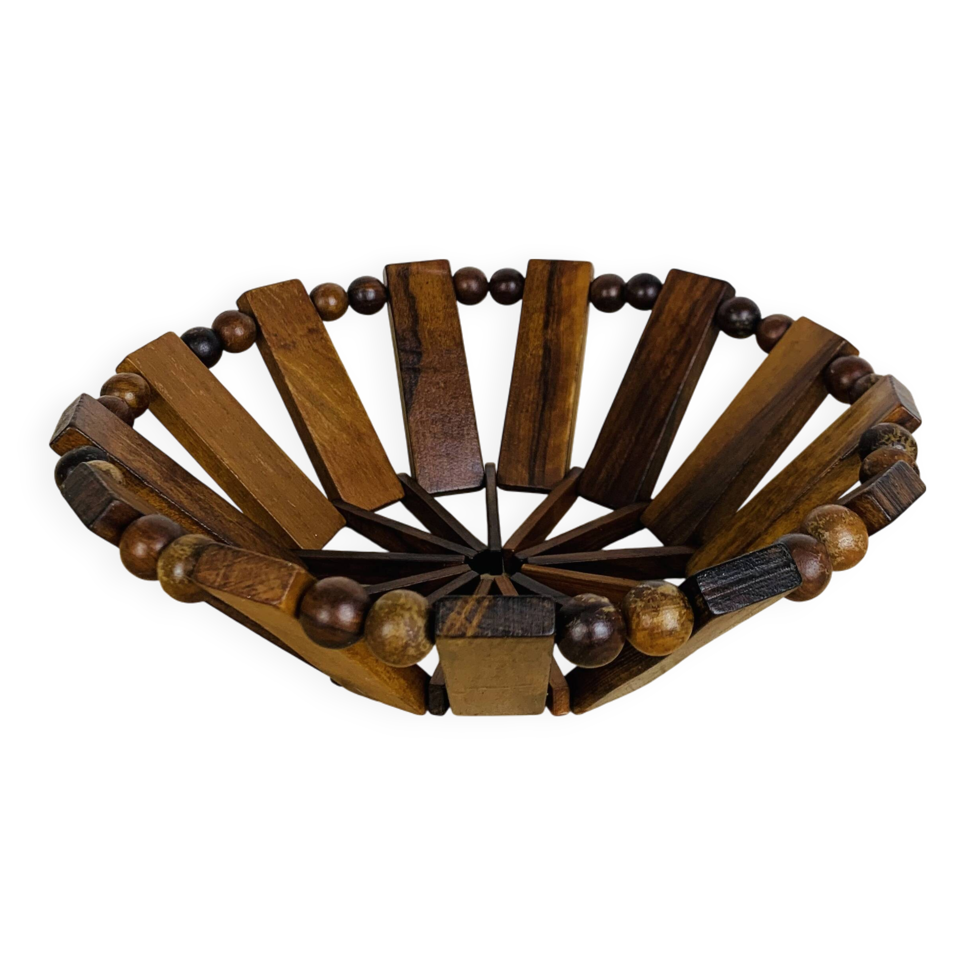 Vintage olive wood fruit bowl