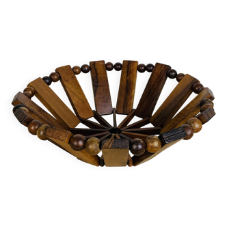Vintage olive wood fruit bowl