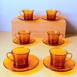 Amber glass coffee cups 70s